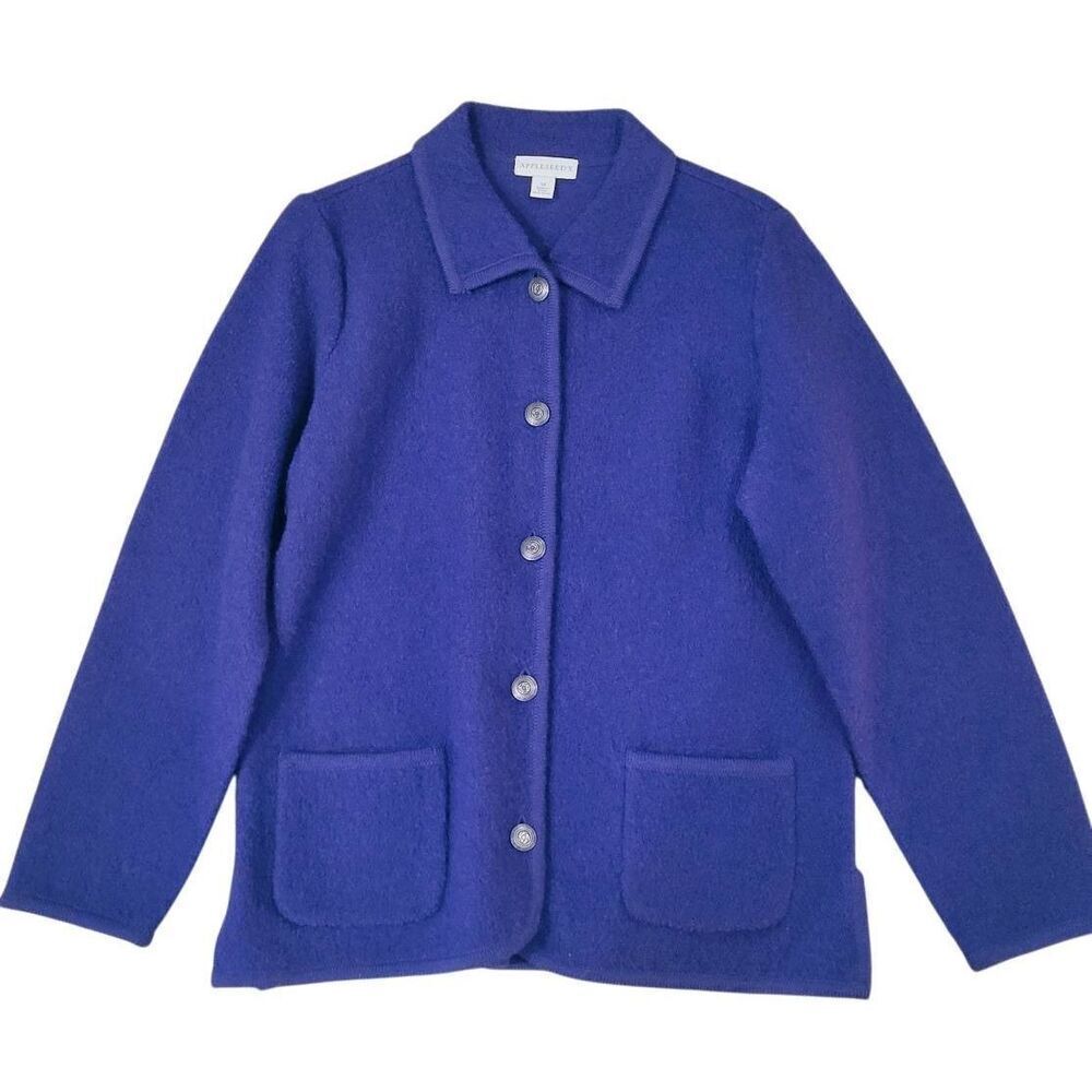 Appleseeds Jacket Women's Medium Violet Purple Button Down Boiled Wool